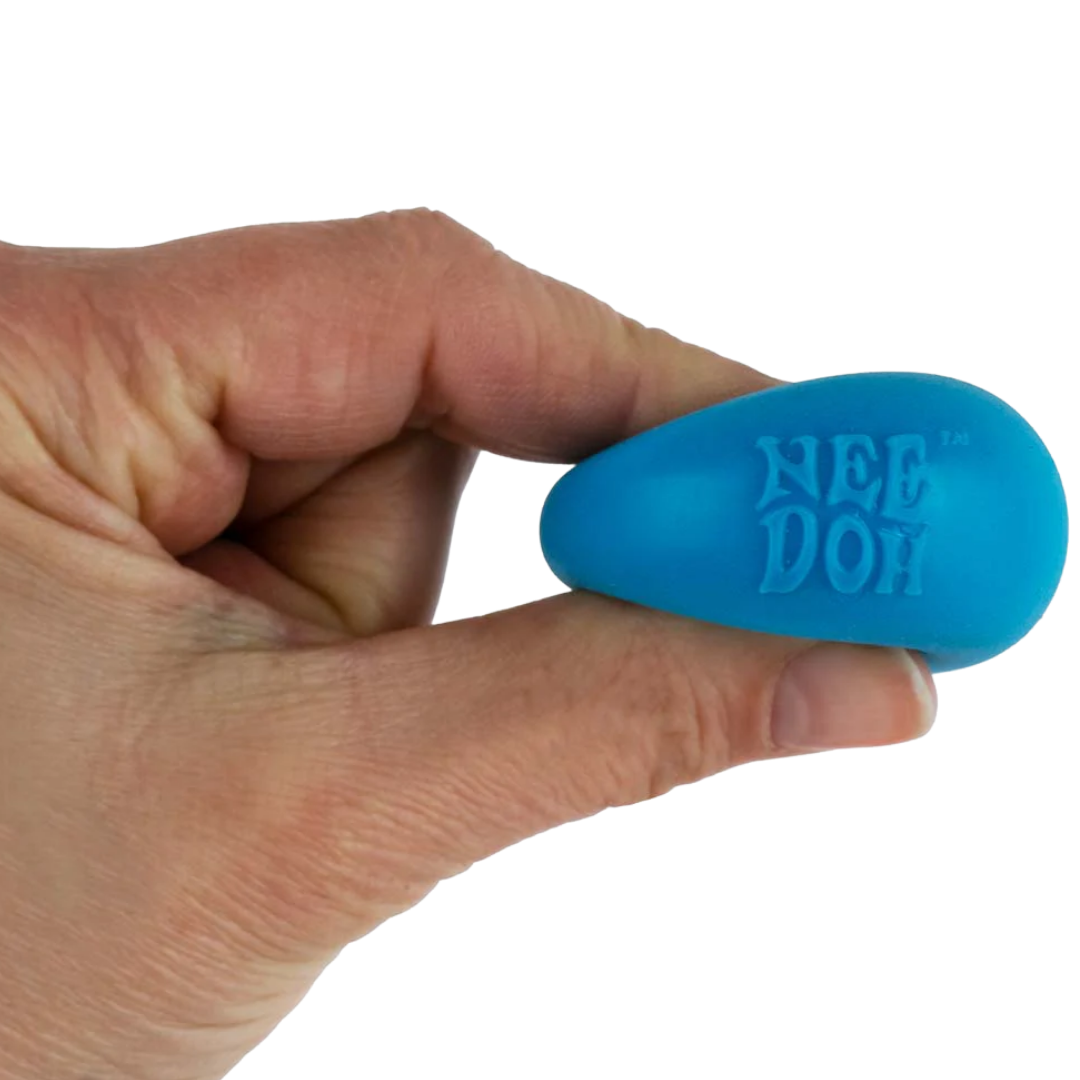 Squishing a NeeDoh stress toy