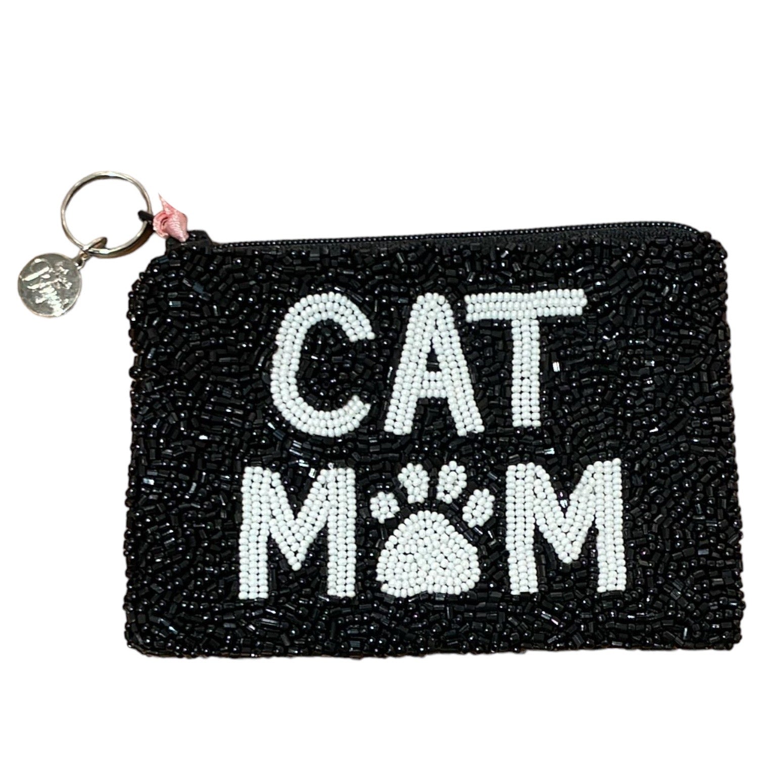 Cat Mom Beaded Coin Purse