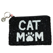 Cat Mom Beaded Coin Purse