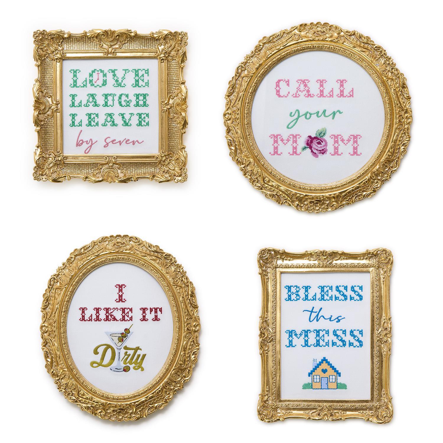 Bless The Mess Embroidered Framed Art