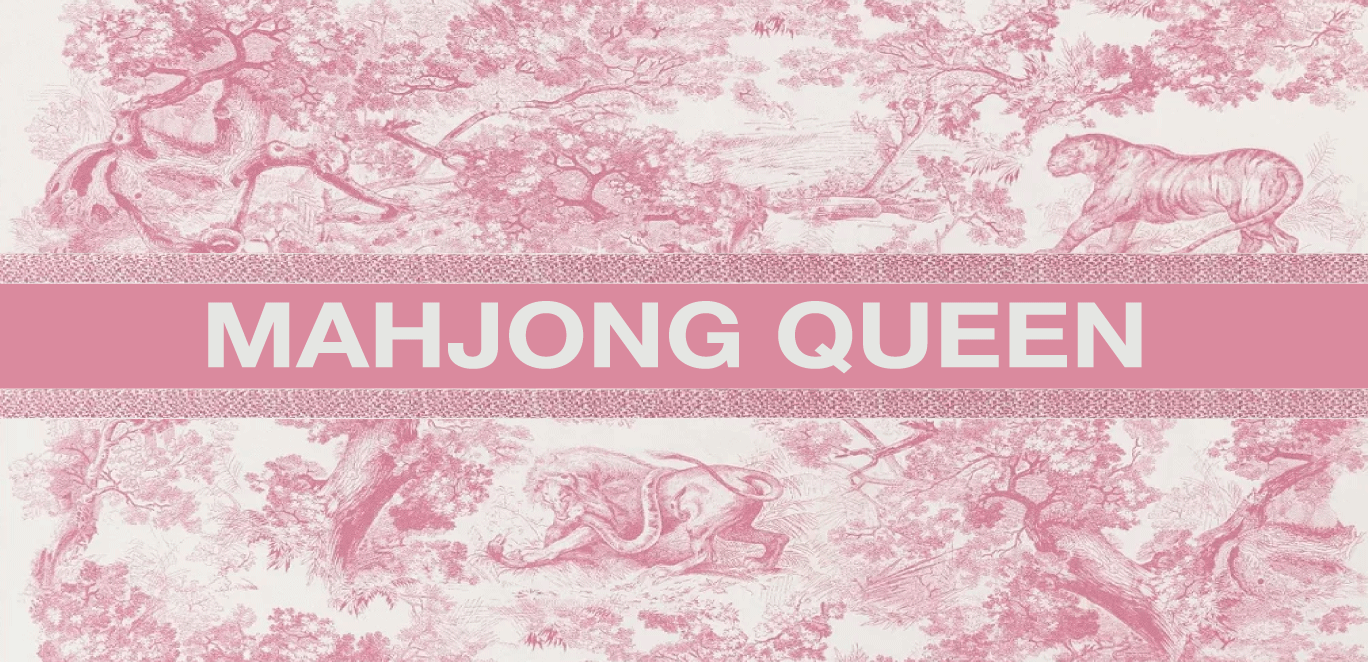 Pink Toile Mahjong Set