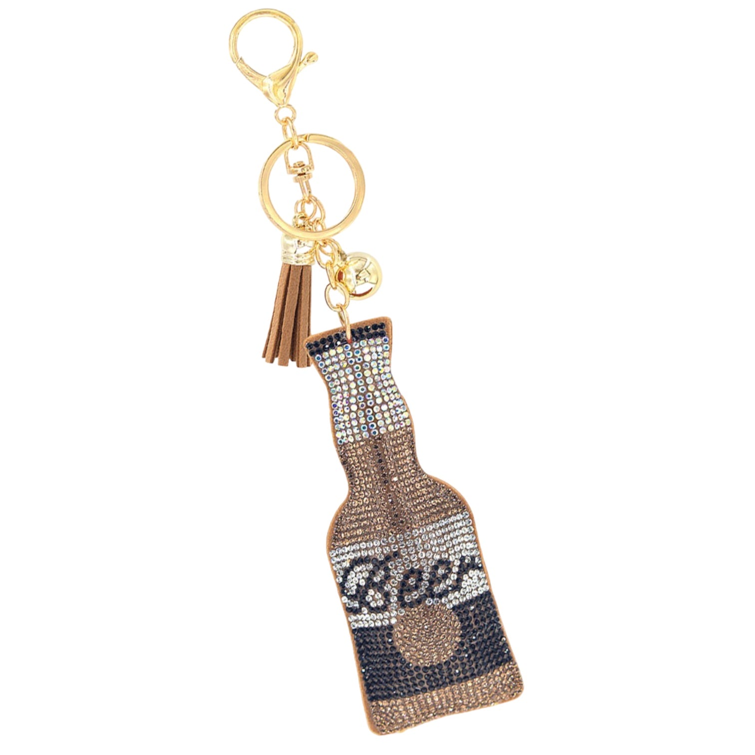 Rhinestone Beer Bottle Keychain