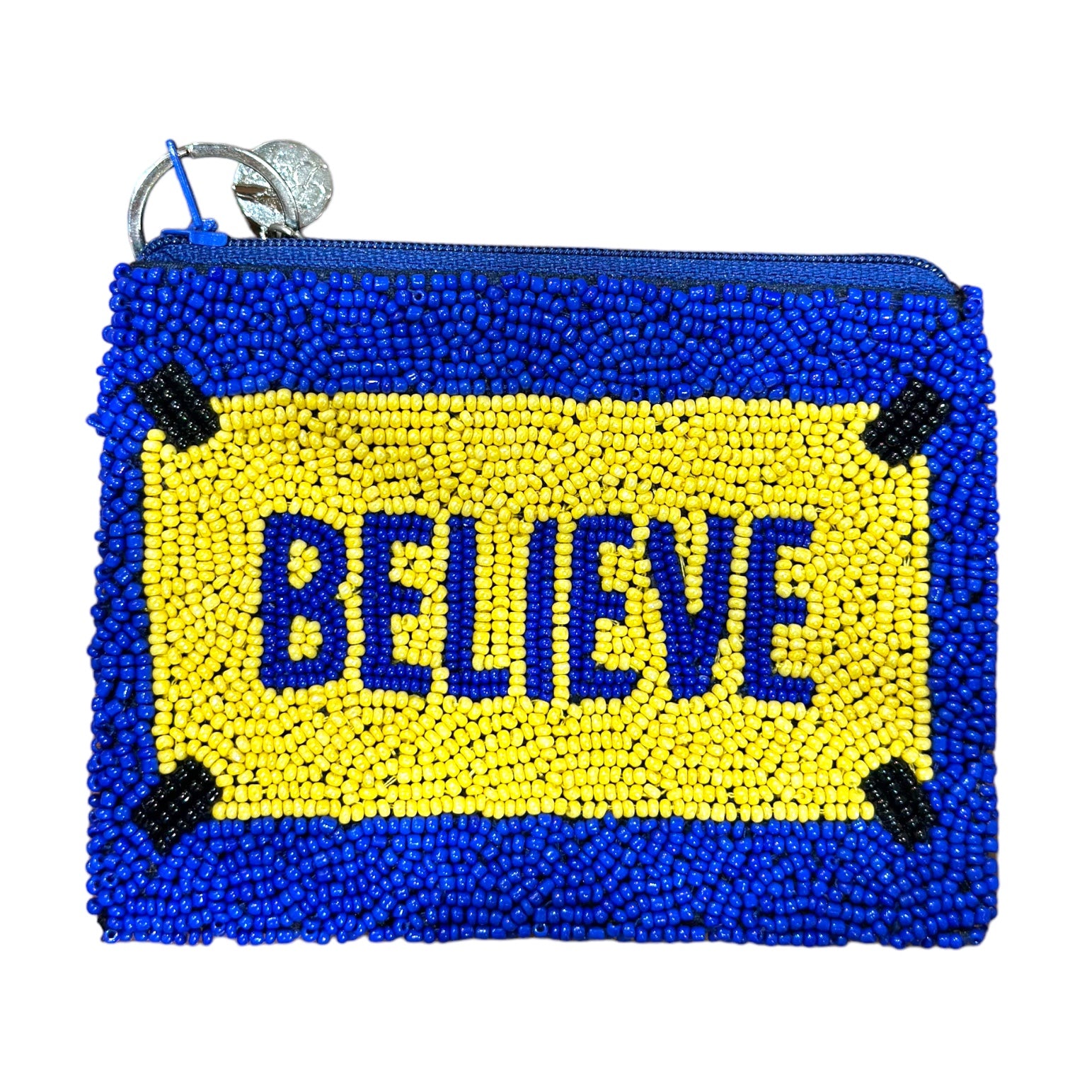 Believe Beaded Coin Purse