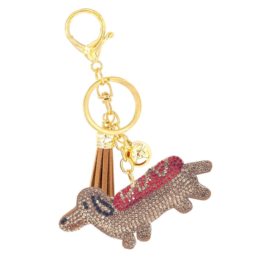Rhinestone Dachshund Keychain