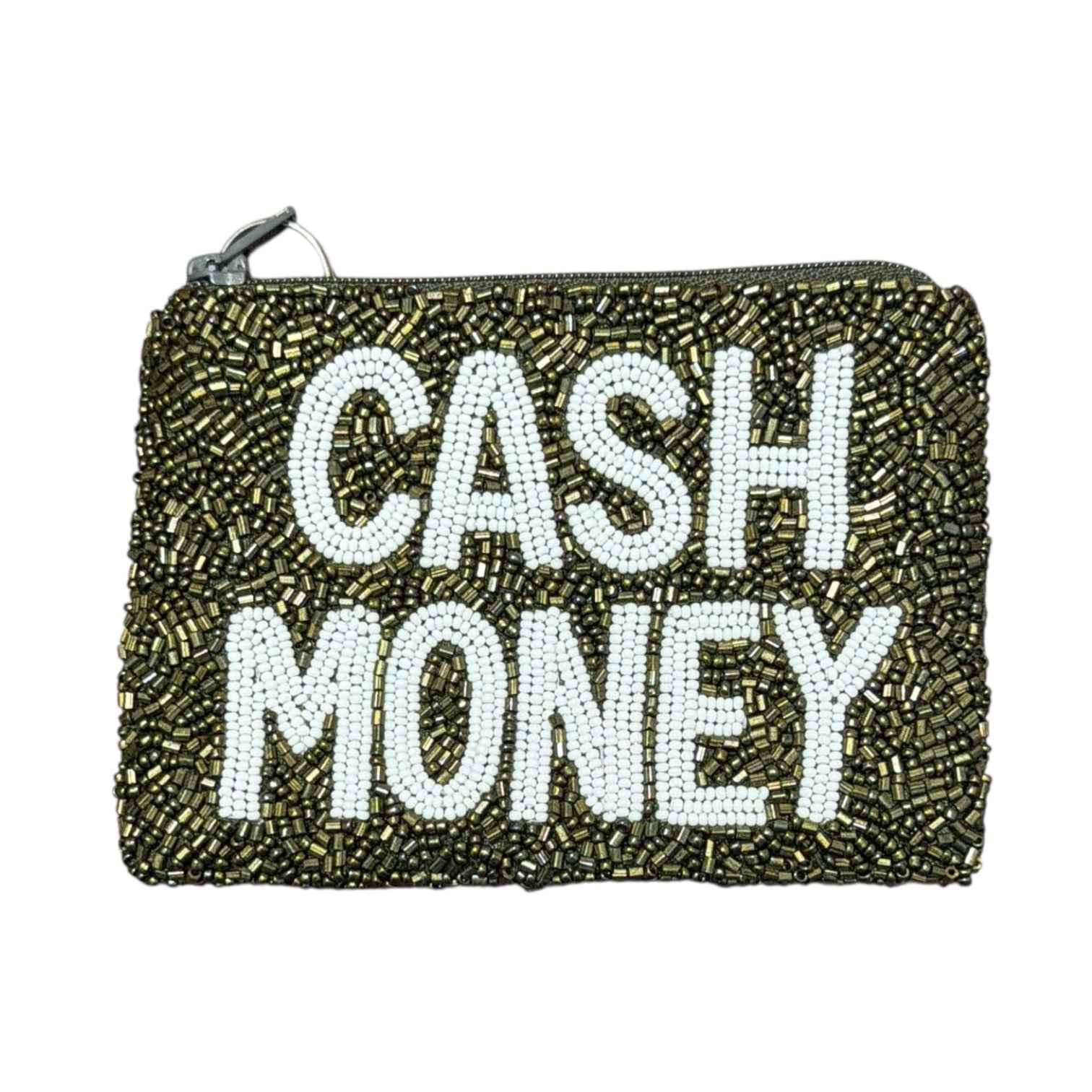 Cash Money Green Beaded Coin Purse