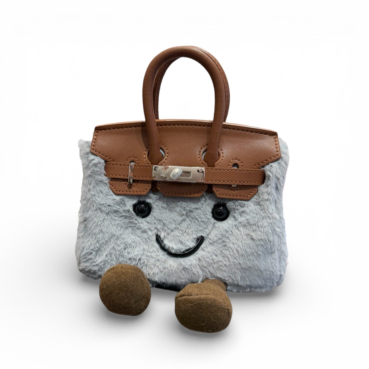 Plush Smiley Bag Mini in Grey