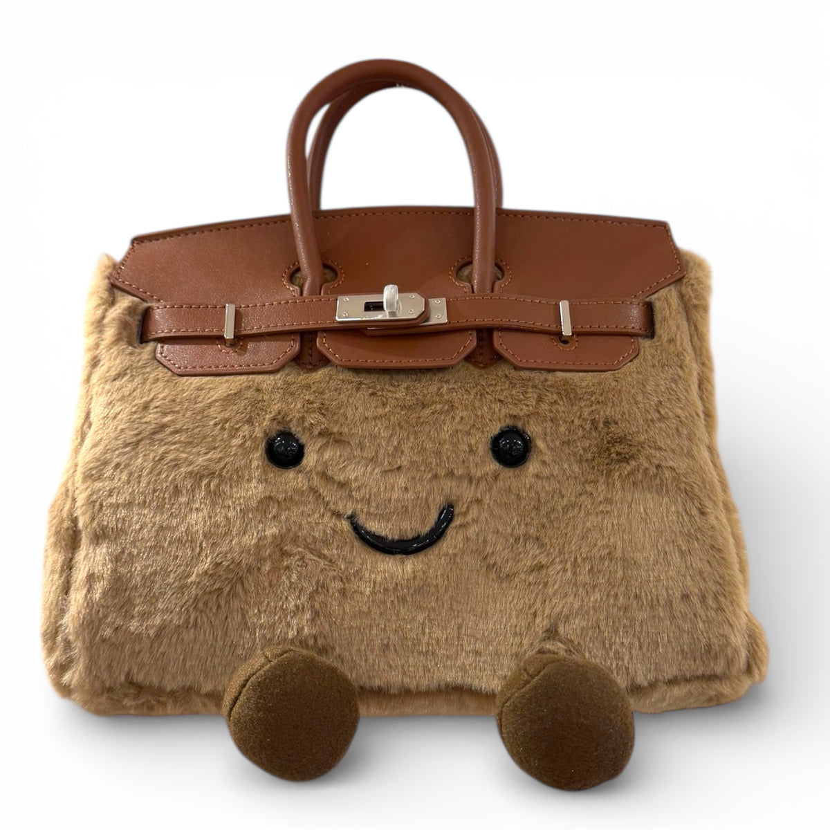 Plush Smiley Bag in Brown