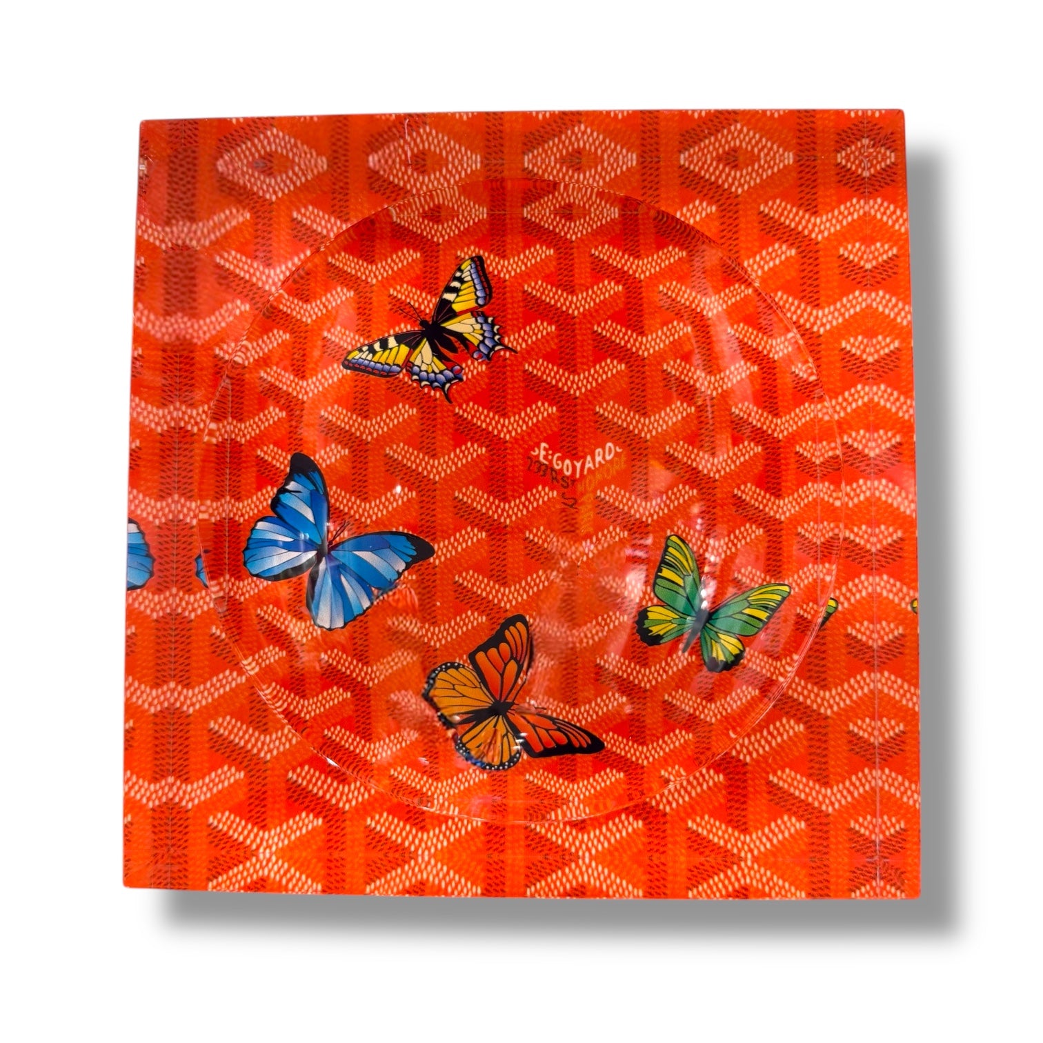 Orange Butterflies Acrylic Dish