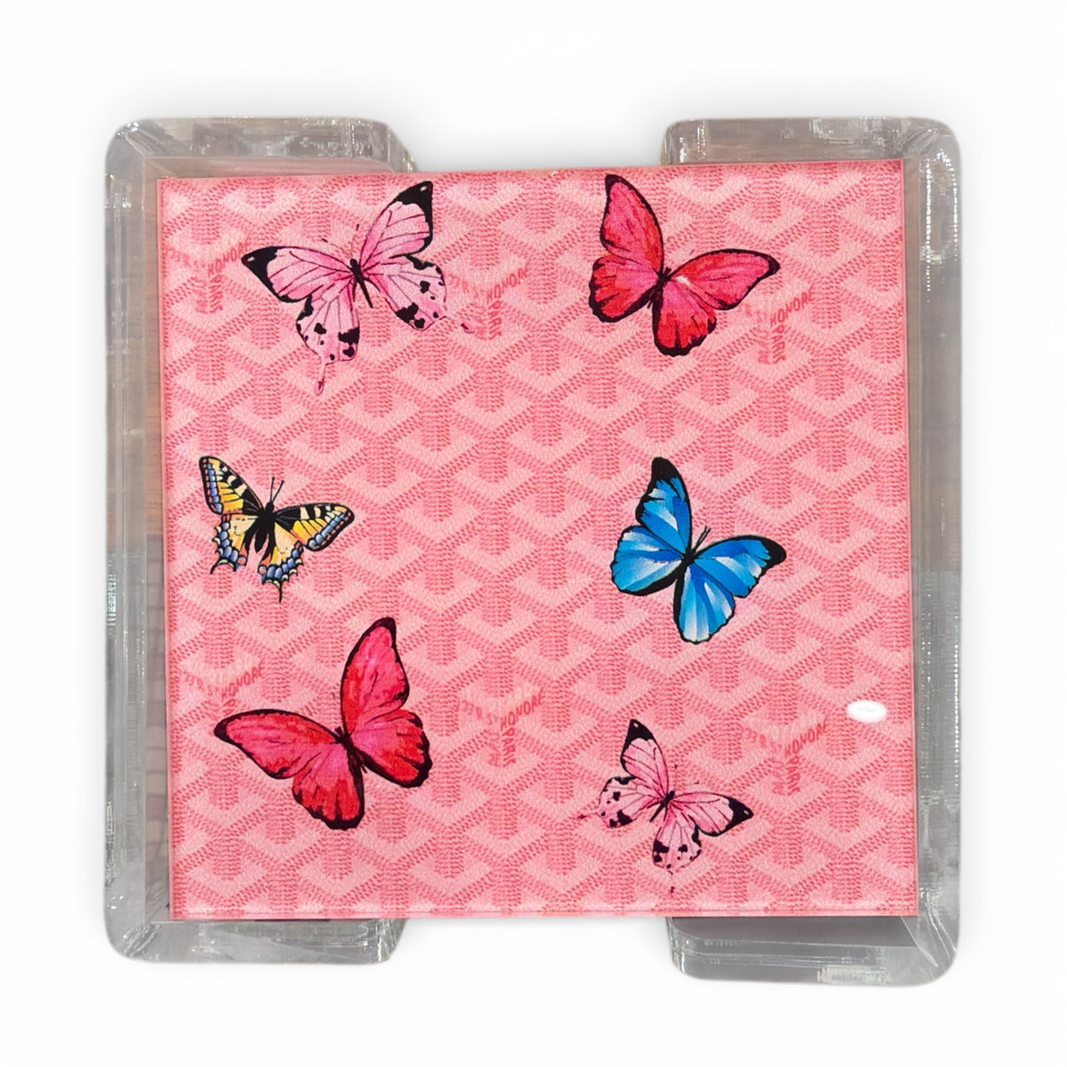 Pink Coaster Set Butterfly Pink Acrylic Coaster Set – Boyar Gifts NYC