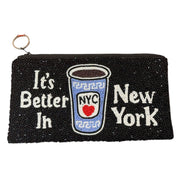 It's Better In New York Beaded Coin Purse