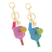 Rhinestone Pickleball Keychain