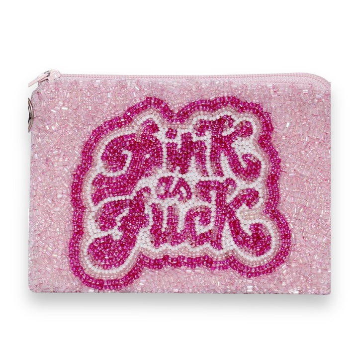 Pink Beaded Coin Purse