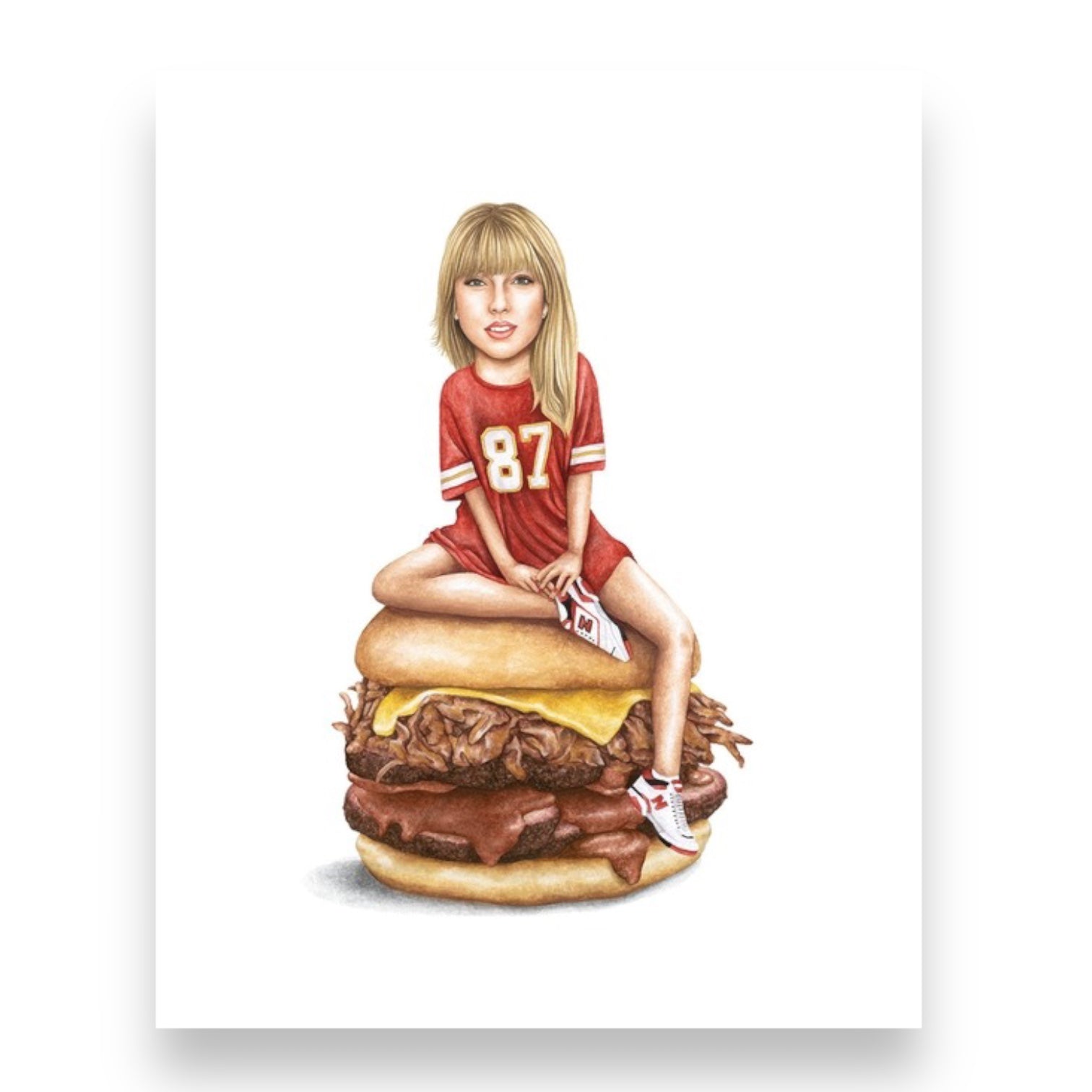 Taylor Swift Red Shirt On Sandwich Print