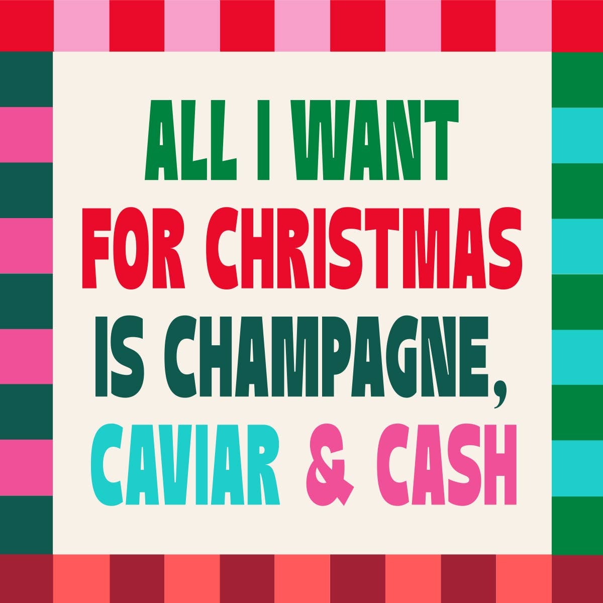 Champange, Caviar And Cash Chrismas Napkins