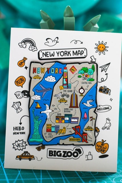 New York Map Stamp Pin