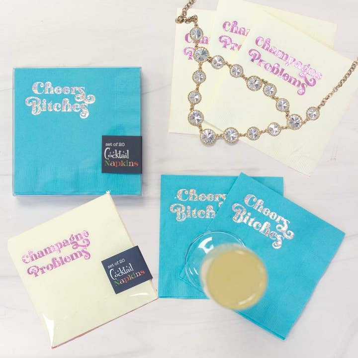 Cheers Bitches Blue Napkins