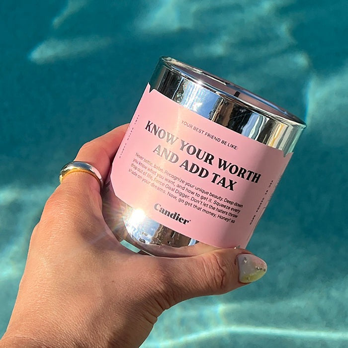 Know Your Worth Add Tax Candle