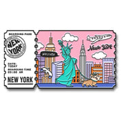 New York Plane Ticket Stamp Pin