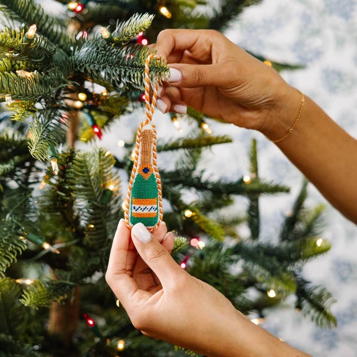 Champange Bottle Needlepoint Ornament