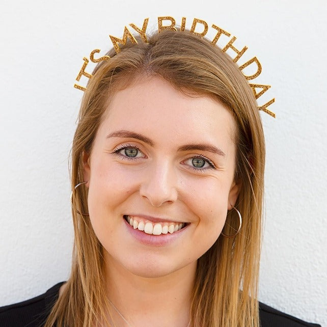 It's My Birthday Gold Headband