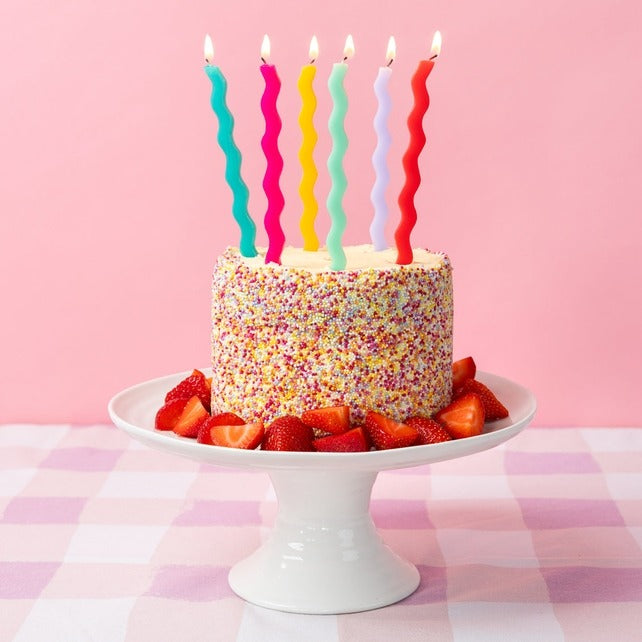Wavy Tall Rainbow Birthday Candles