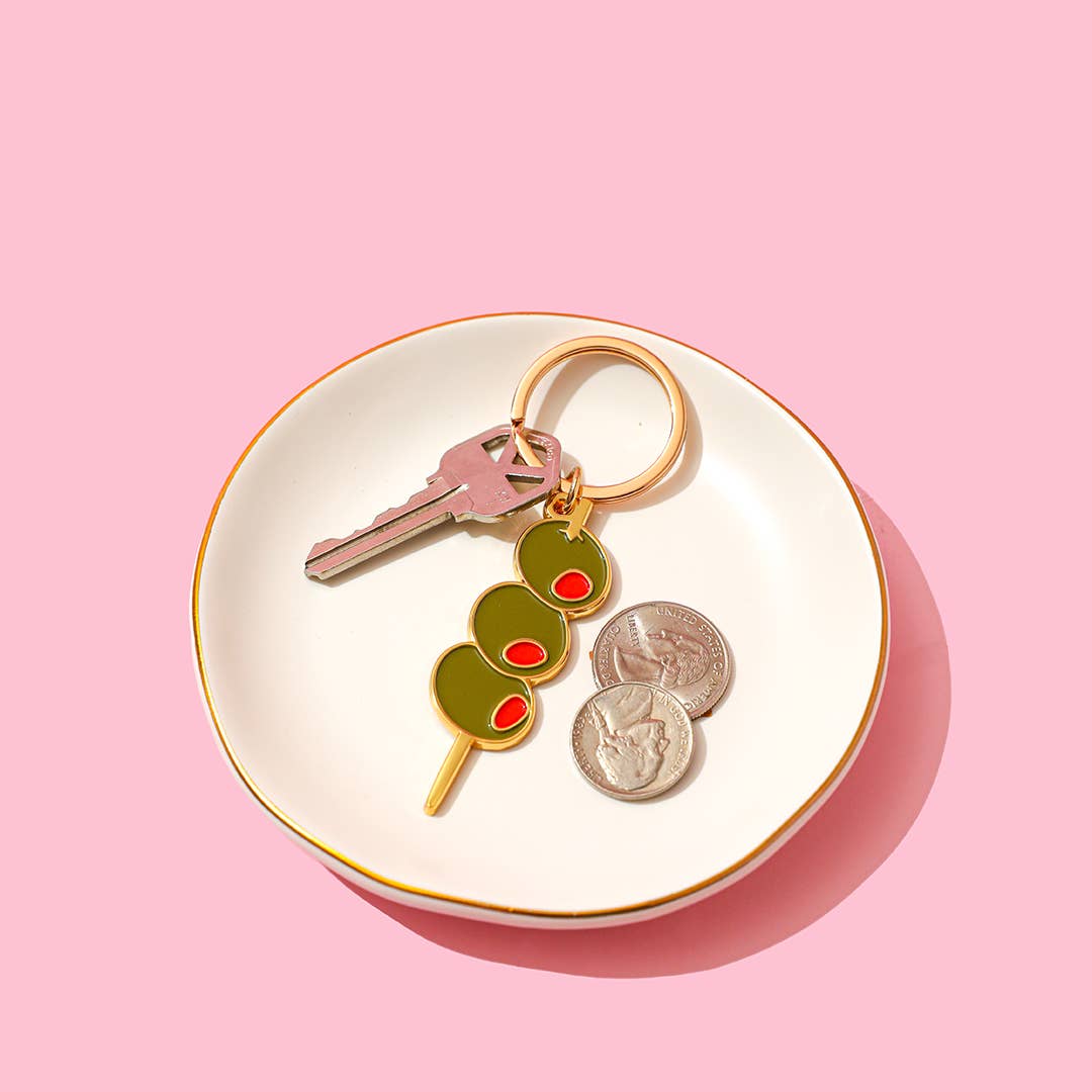 Olive Enamel Keychain