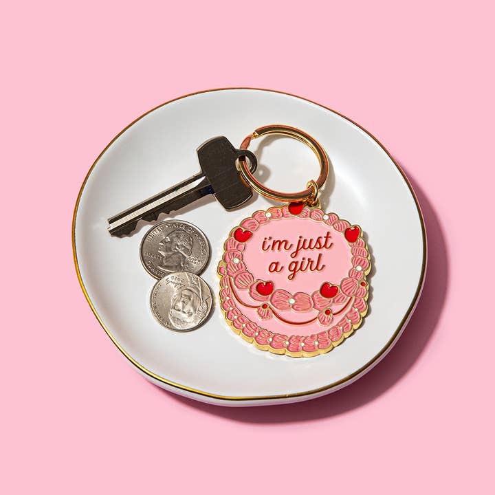 Just A Girl Enamel Keychain