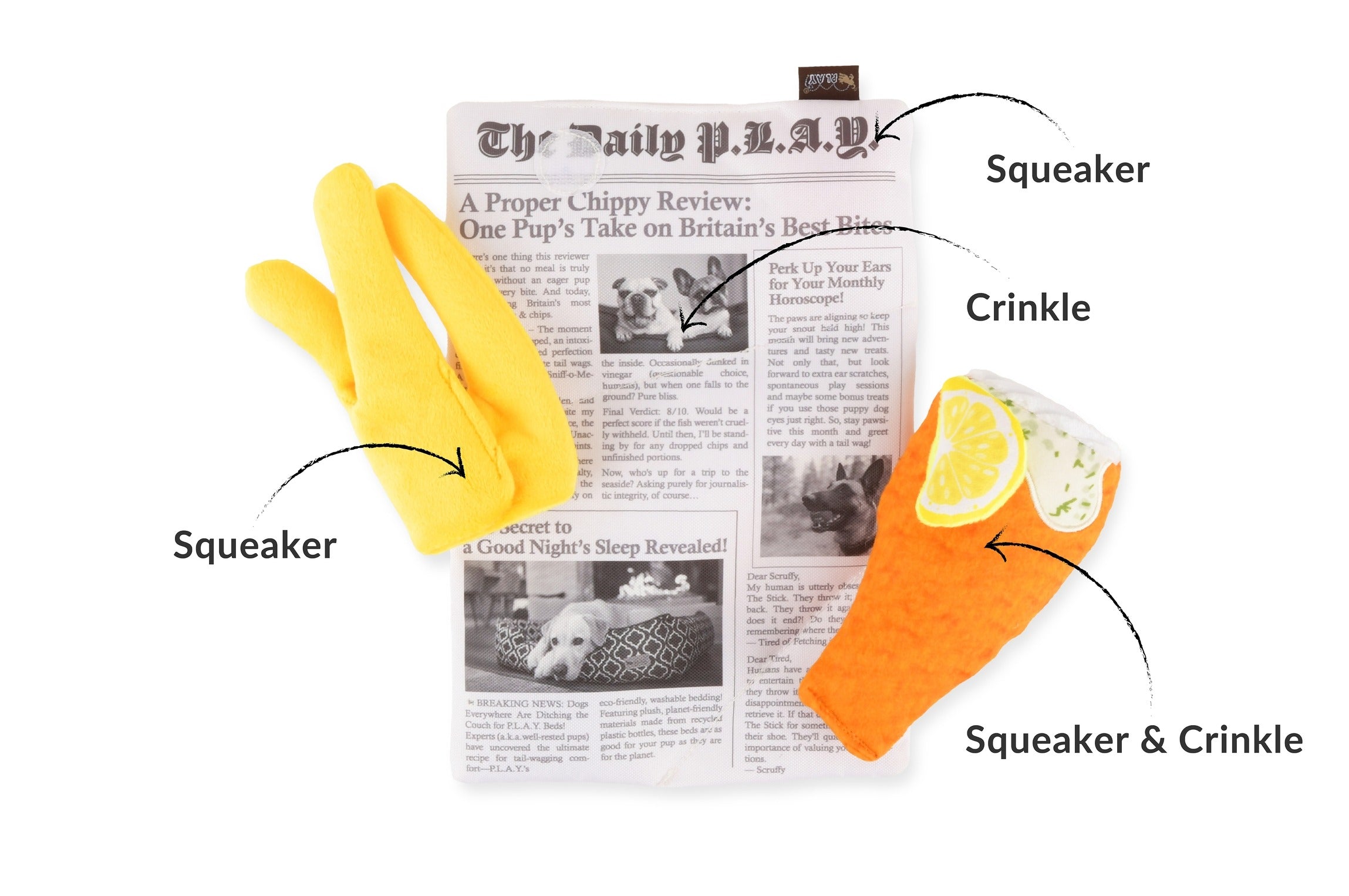 Fish And Chips Dog Toy