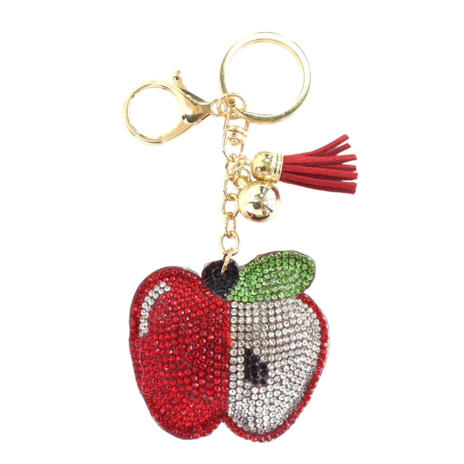 Rhinestone Apple Keychain