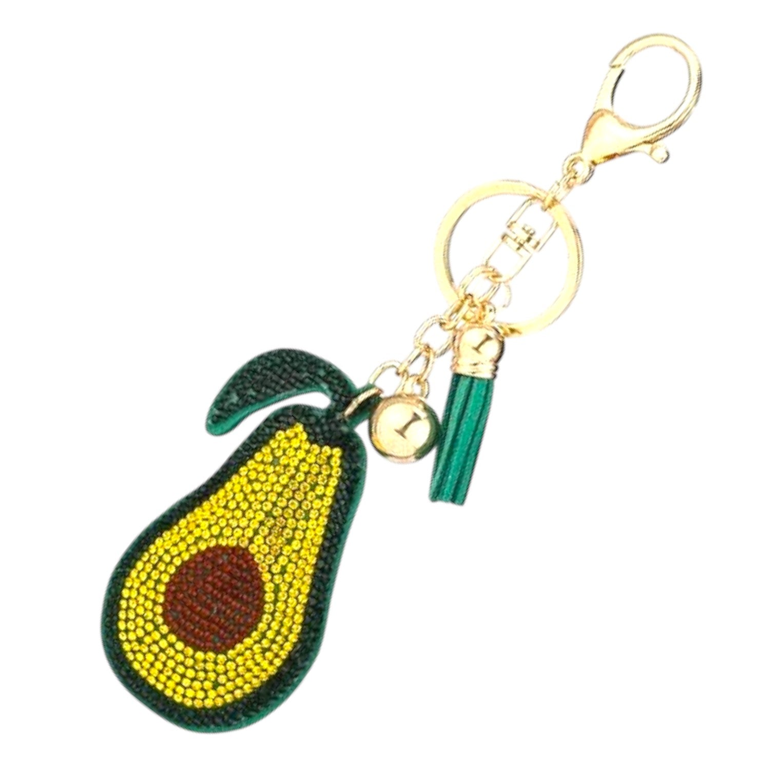Rhinestone Avocado Keychain
