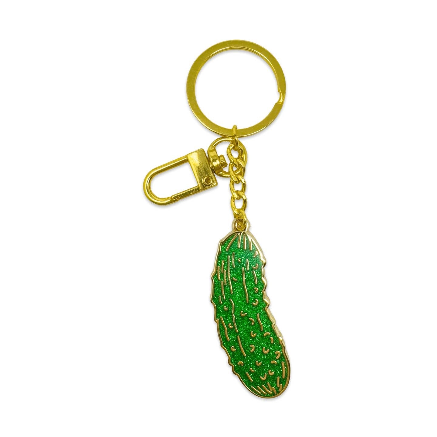 Pickle Sparkly Enamel Keychain
