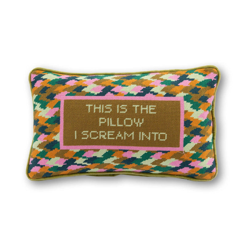 Scream Needlepoint Pillow — handmade Mother's Day gift