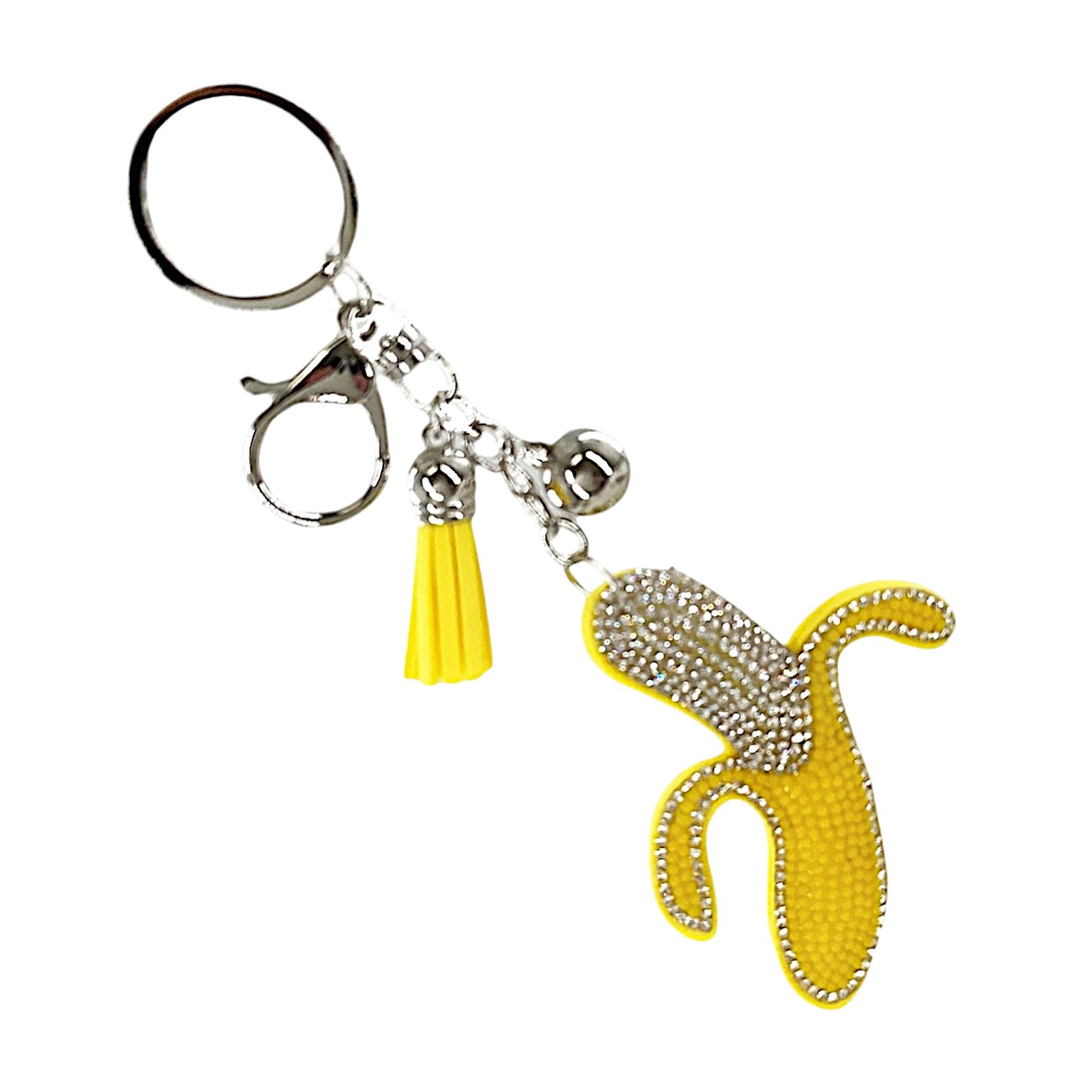 Rhinestone Banana Keychain