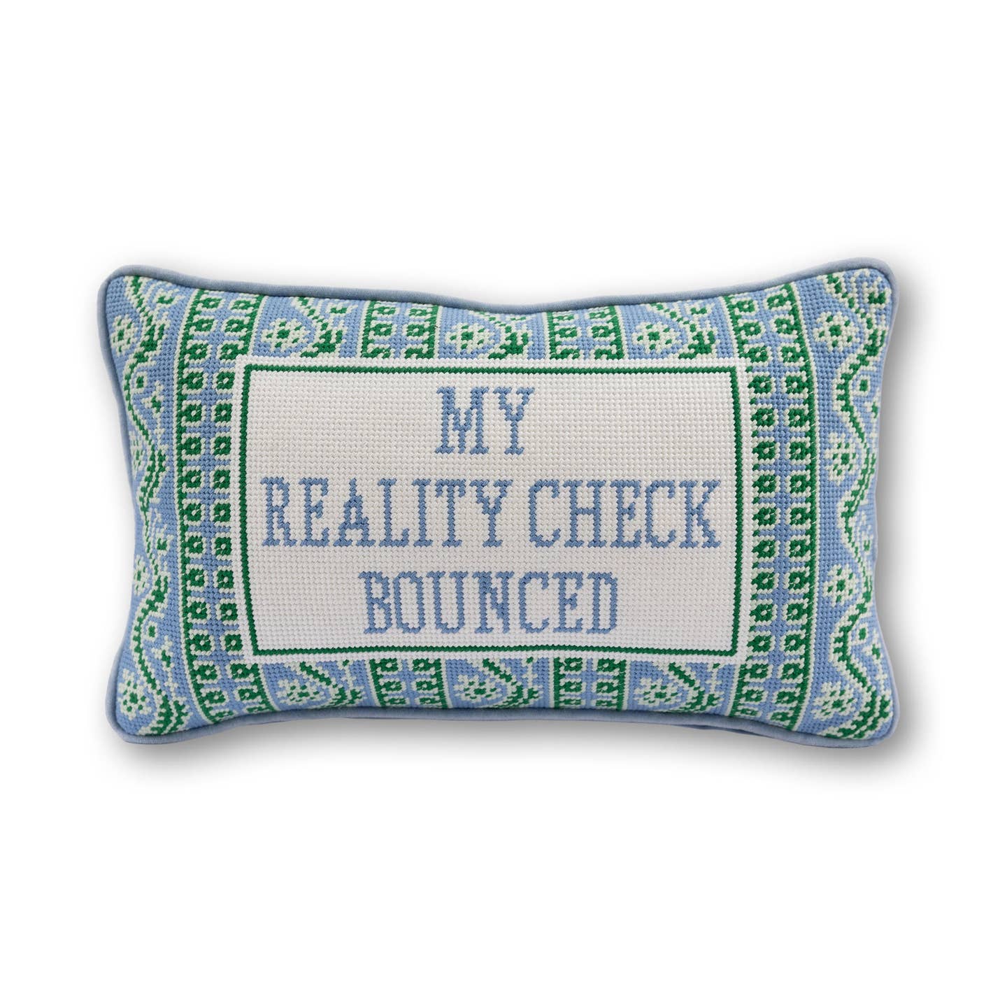 Reality Check Needlepoint Pillow