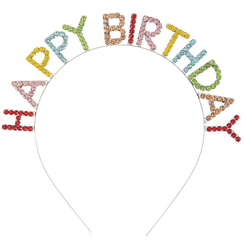 Rainbow Rhinestone Birthday Crown