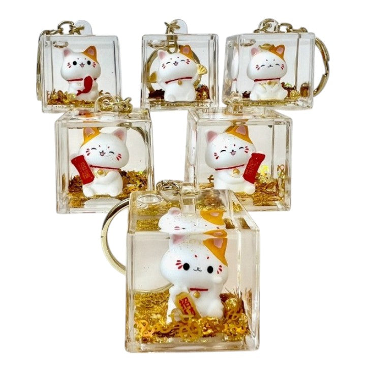 Lucky Cat Cube Keychain