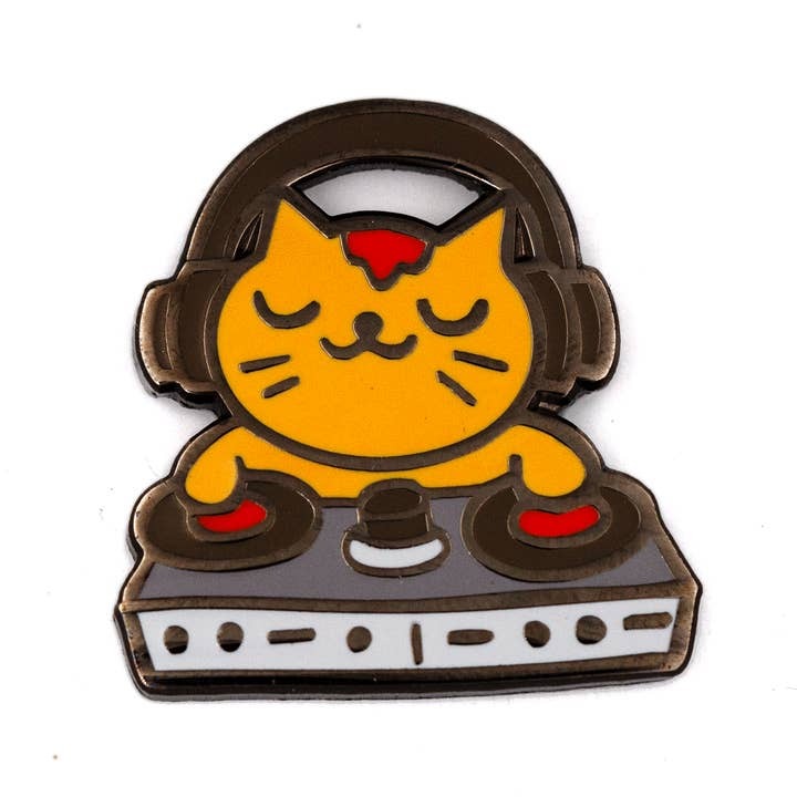 Dj Cat Enamel Pin