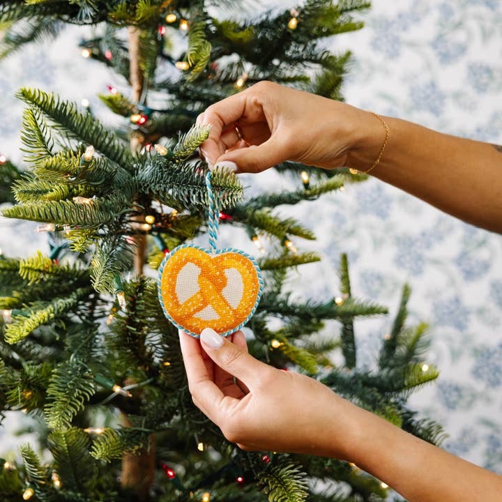 Pretzel Needelpoint Ornament