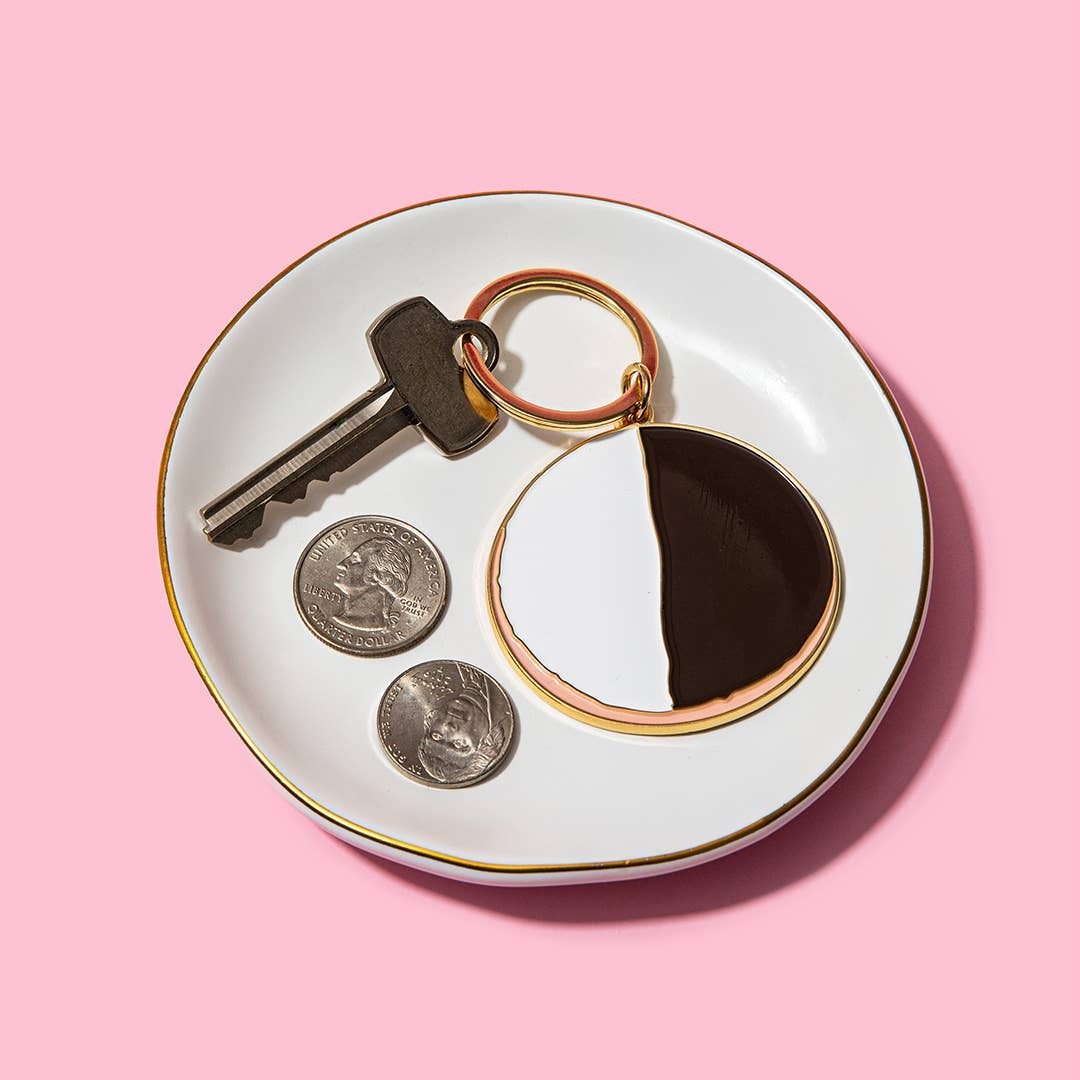 Black And White Cookie Enamel Keychain
