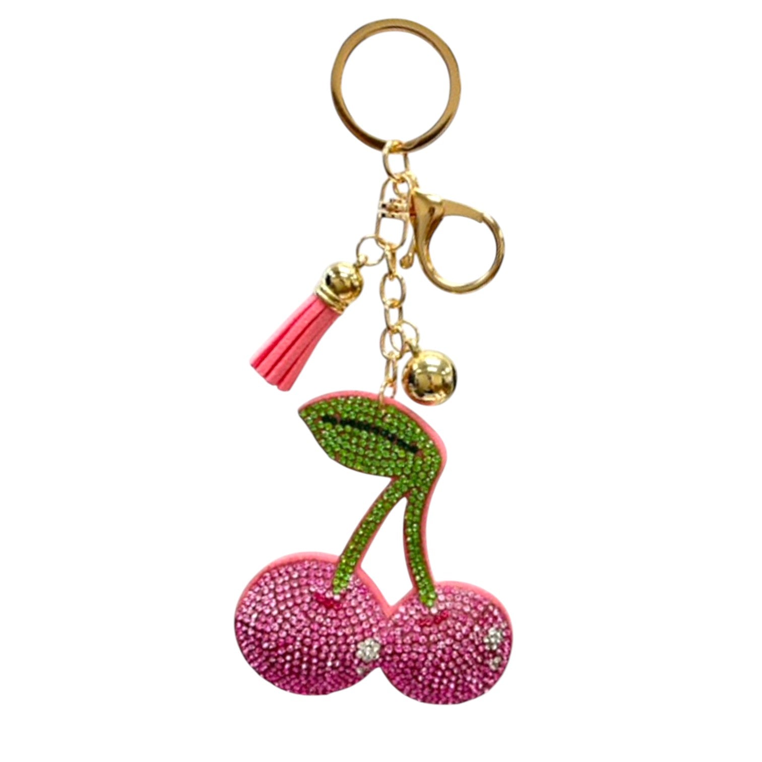 Rhinestone Pink Cherry Keychain