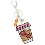Rhinestone Love Coffee Cup Keychain
