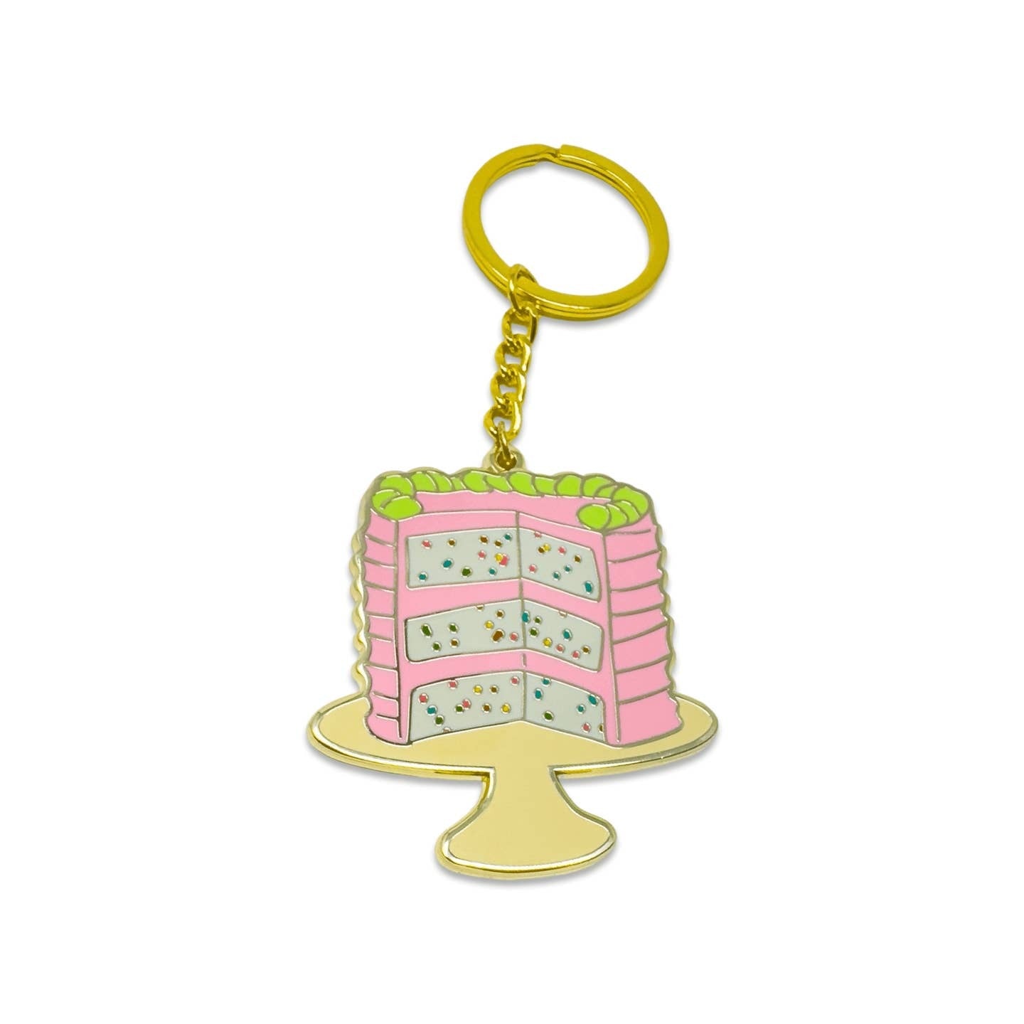 Birthday Cake Enamel Keychain