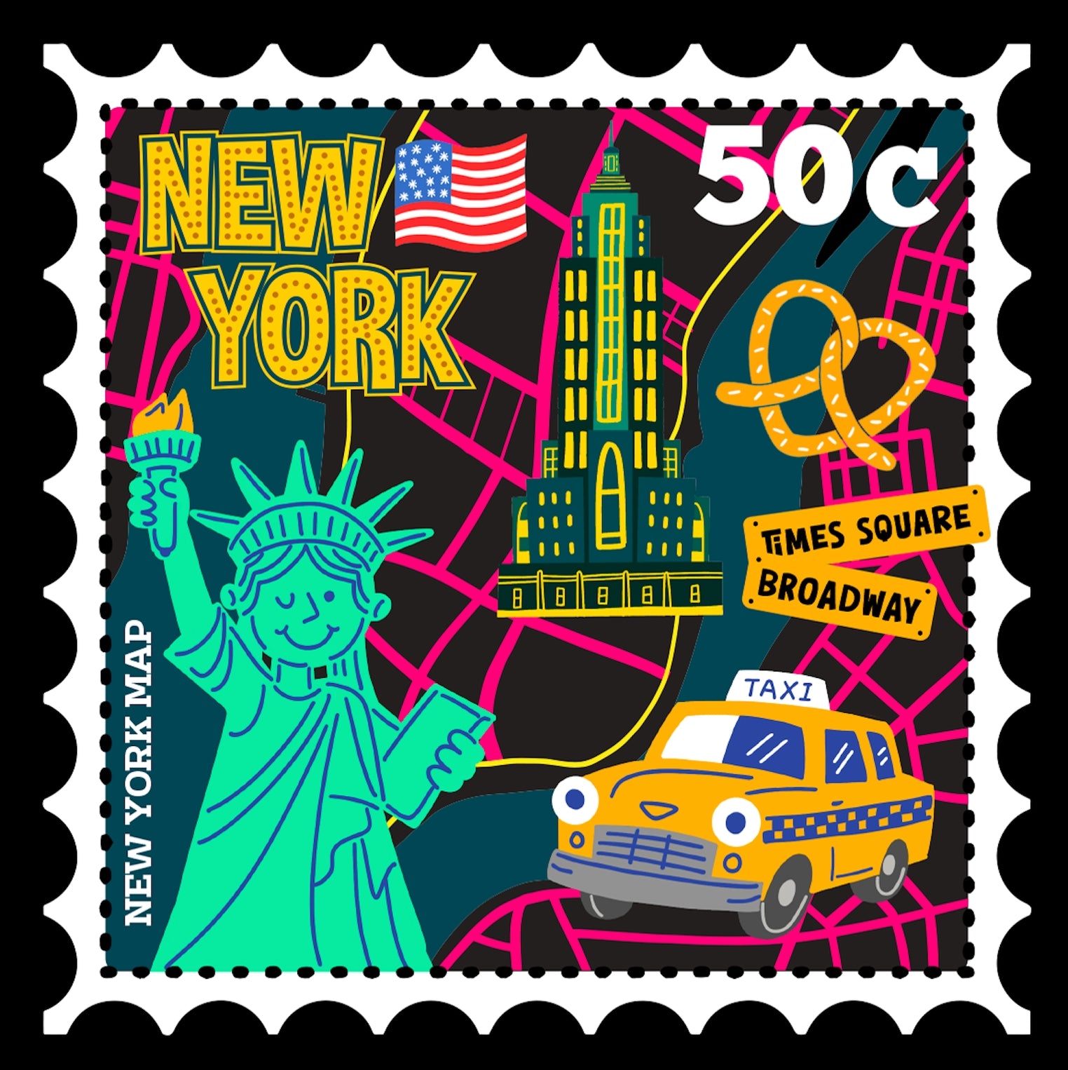 New York Icons Ceramic Magnet