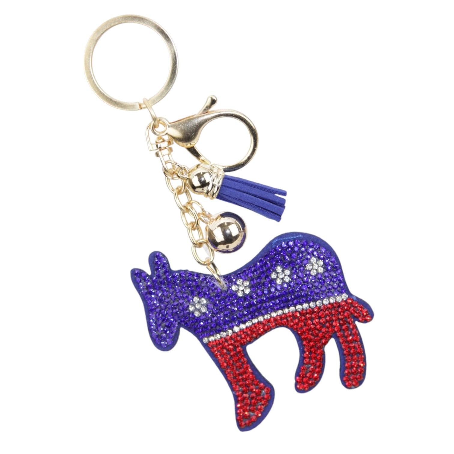 Rhinestone Donkey Democrats Keychain