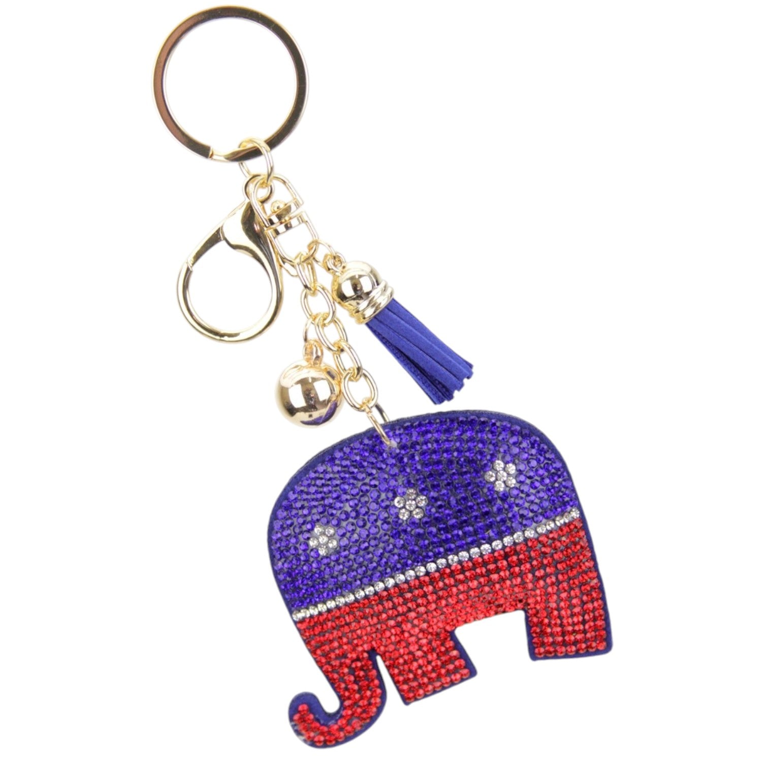 Rhinestone Elephant Republican Keychain