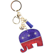 Rhinestone Elephant Republican Keychain