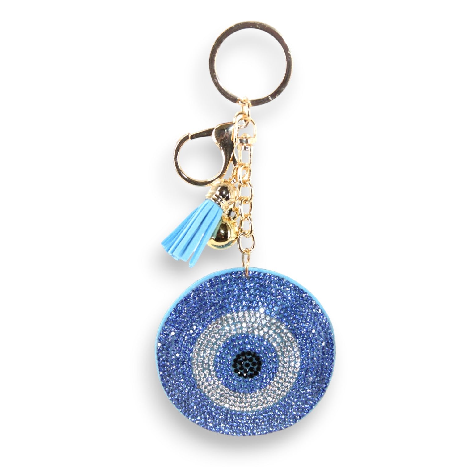 Rhinestone Evil Eye Light Blue Keychain