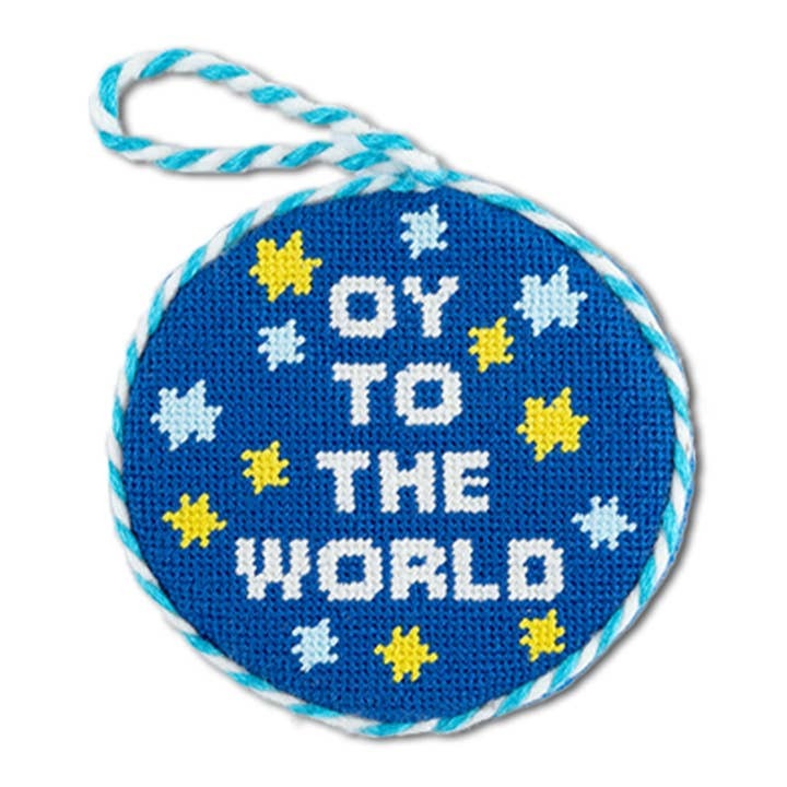 Oy To The World Needlepoint Ornament