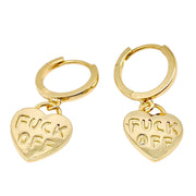 F Off Gold Heart Earrings