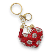 Rhinestone Heart Polka Dot Keychain